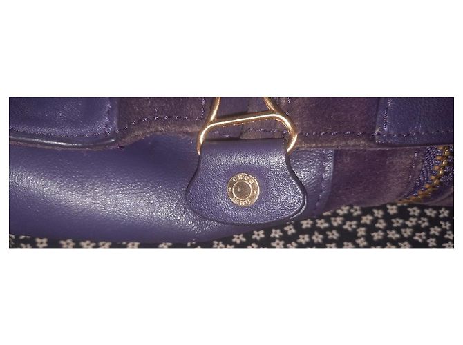 Jimmy Choo Pouch in pelle e camoscio Crudo Porpora Viola scuro - vista 3