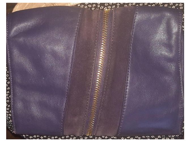 Jimmy Choo Pouch in pelle e camoscio Crudo Porpora Viola scuro - vista 5
