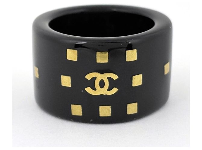 Chanel Ring mit schwarzem Kunststoffband - Ansicht 2