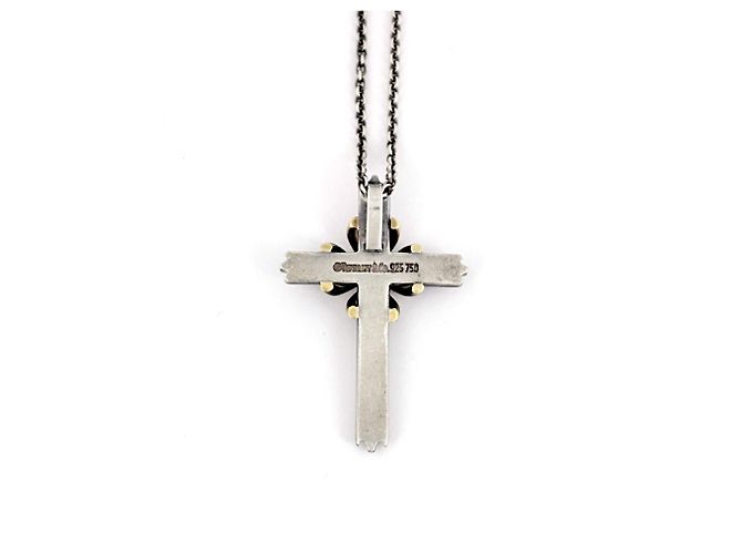 Collar Cruz Signature Tiffany & Co. Plata Dorado - vista 2