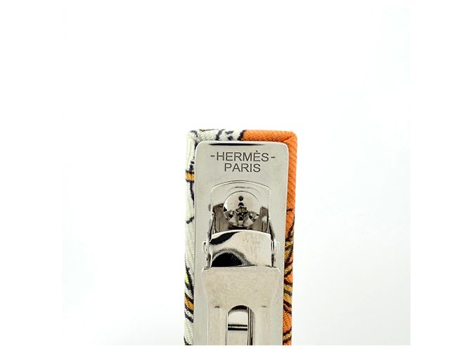Silk In Hermès Barrette Hermes Eclipse Prata Laranja - vista 5