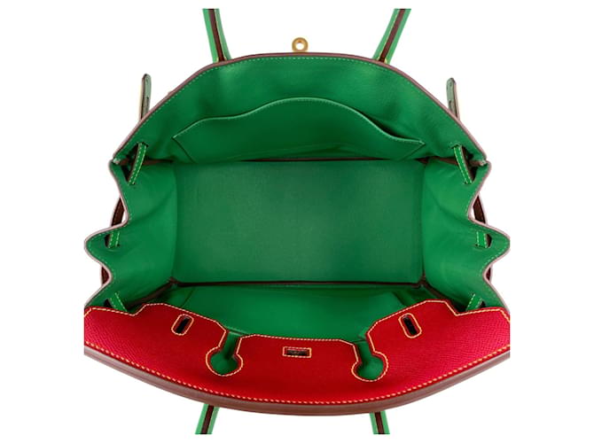 Hermès Borsa Hermes Birkin 30 Rosso Verde - vista 12