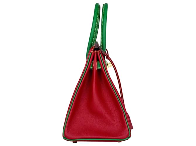 Hermès Borsa Hermes Birkin 30 Rosso Verde - vista 4