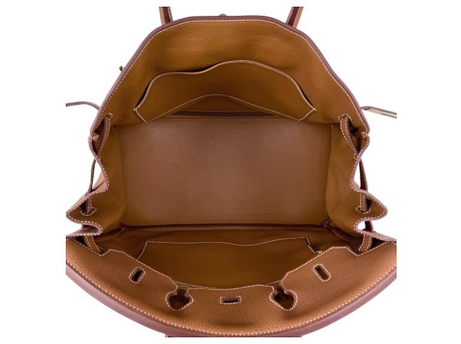 Hermès Borsa Hermes Birkin 35 in pelle Togo marrone - vista 11