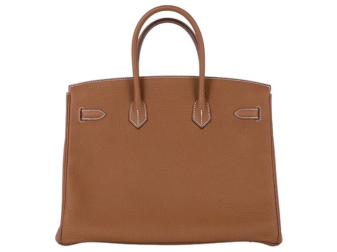 Hermès Borsa Hermes Birkin 35 in pelle Togo marrone - vista 3