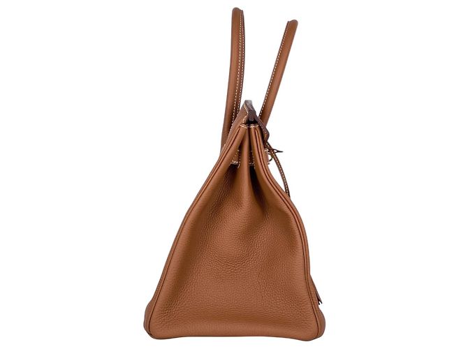 Hermès Borsa Hermes Birkin 35 in pelle Togo marrone - vista 4