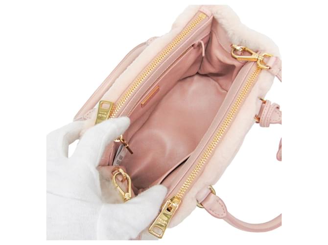 Borsa Prada Galleria Mini Shearling 1BA906 Rosa - vista 3