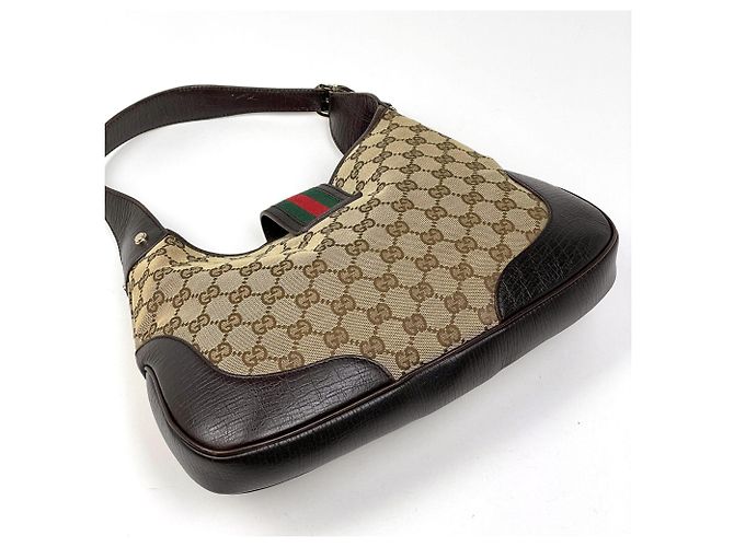 Bolso de hombro Gucci de lona GG marrón Castaño - vista 2