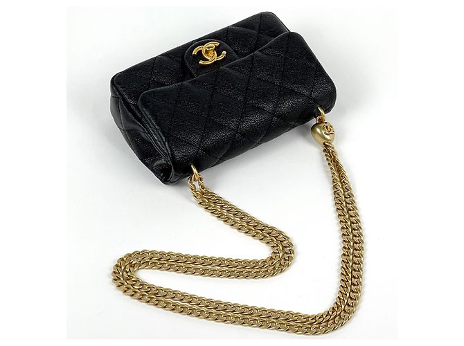 Borsa a tracolla Chanel Matelassé Coco Mark Chain Nero - vista 4