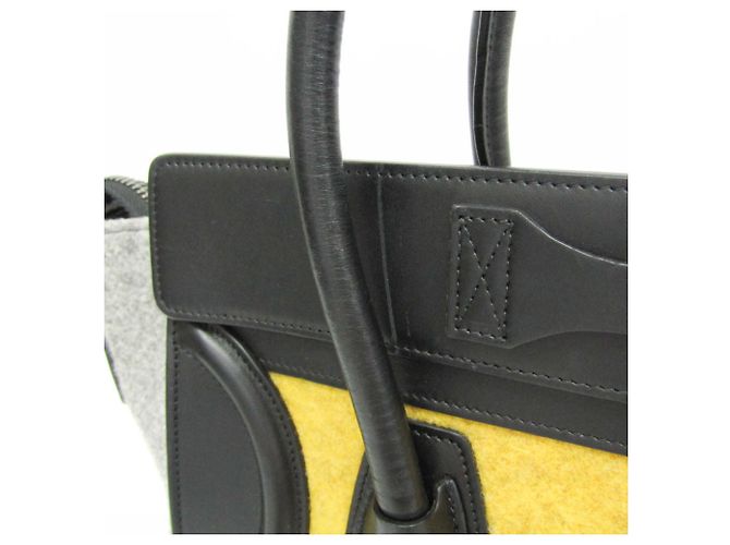 Céline Borsa a mano Celine Luggage Micro Shopper Marrone Nero Giallo - vista 10