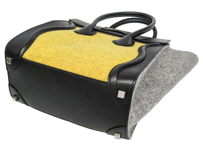 Céline Borsa a mano Celine Luggage Micro Shopper Marrone Nero Giallo - vista 2