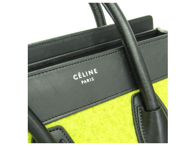 Céline Borsa a mano Celine Luggage Micro Shopper Marrone Nero Giallo - vista 8