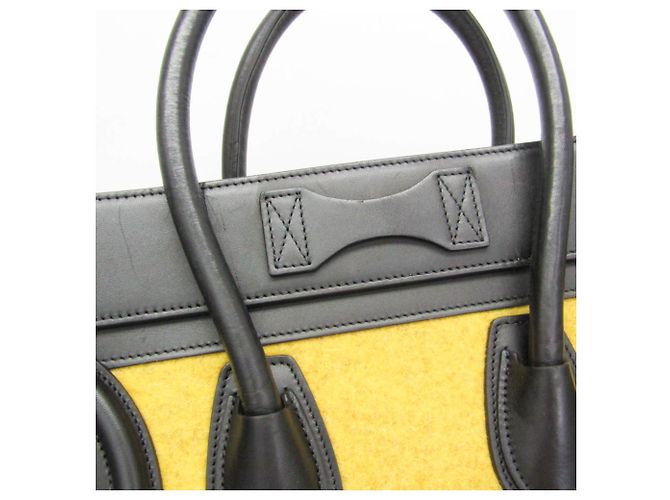 Céline Borsa a mano Celine Luggage Micro Shopper Marrone Nero Giallo - vista 9