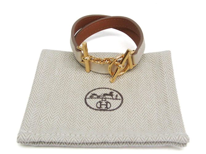 Hermès Pulsera Wrap Double Tour Hermes Croisière Dorado Blanco roto - vista 2