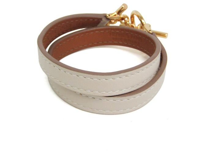 Hermès Pulsera Wrap Double Tour Hermes Croisière Dorado Blanco roto - vista 3
