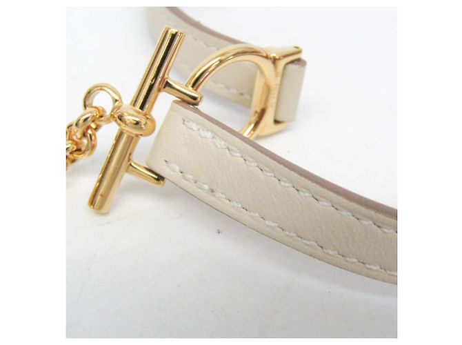 Hermès Pulsera Wrap Double Tour Hermes Croisière Dorado Blanco roto - vista 7