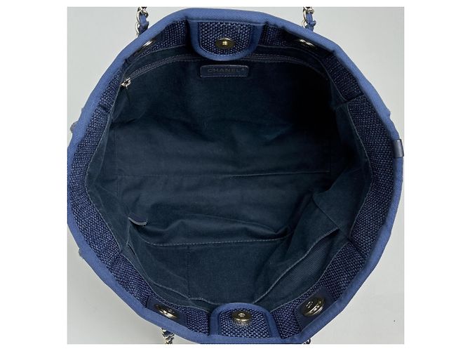 Borsa Tote con Catena Chanel Linea Deauville Blu navy - vista 12