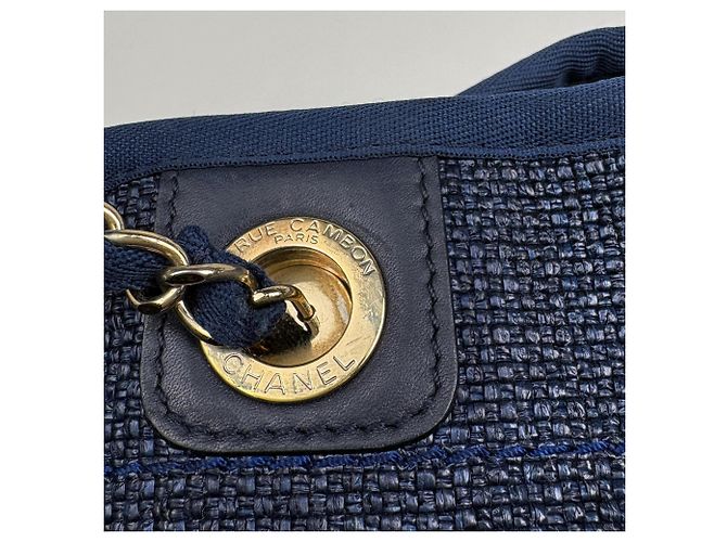 Borsa Tote con Catena Chanel Linea Deauville Blu navy - vista 5