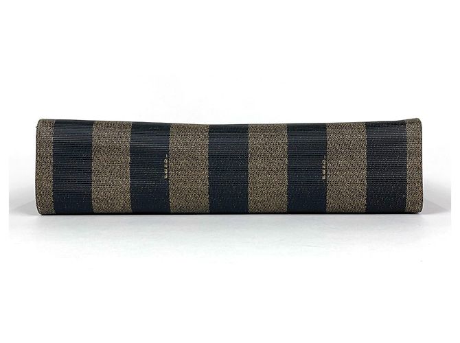 Bolsa de mão Fendi Pequin Castanho Preto Couro e Tela Marrom - vista 3