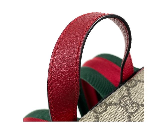Zaino Gucci GG Supreme Bosco Sherry Line Marrone Rosa Rosso - vista 6