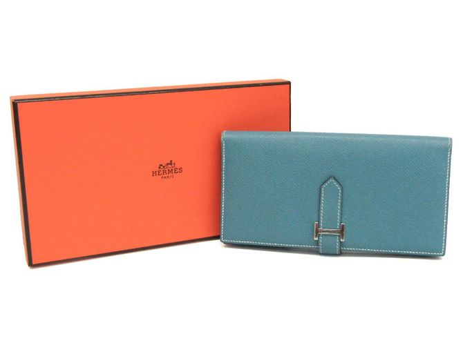 Hermès Hermes Bearn Soufflé Langbeutel Blau - Ansicht 2