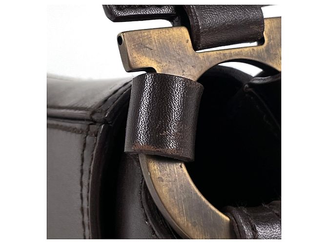Borsa in pelle Salvatore Ferragamo Gancini One-Shoulder Marrone - vista 5