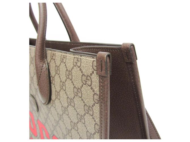 Tote Media Gucci Interlocking Tiger Marrone Beige - vista 10
