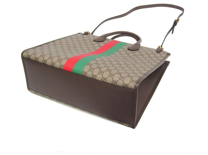 Tote Media Gucci Interlocking Tiger Marrone Beige - vista 2