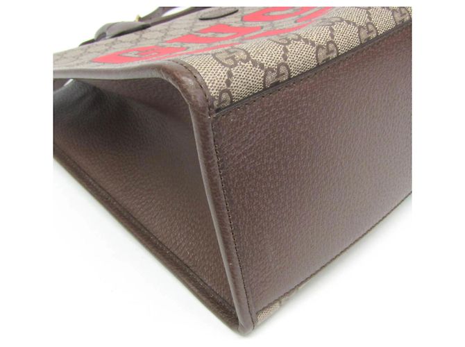 Tote Media Gucci Interlocking Tiger Marrone Beige - vista 7