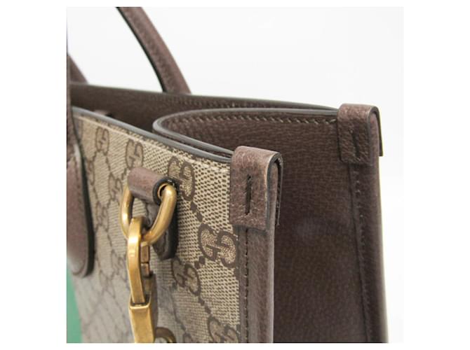 Tote Media Gucci Interlocking Tiger Marrone Beige - vista 9