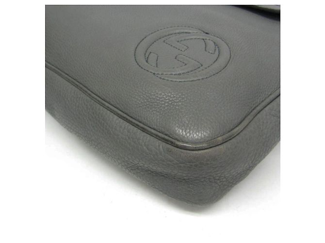 Mallette Gucci Interlocking G en cuir gris Marron - vue 6