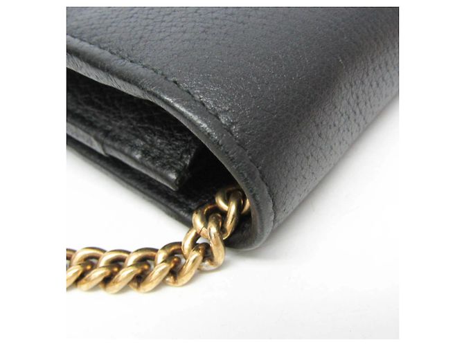 Portafoglio a catena/spalla in pelle Gucci Double G Crystal Bijou Nero - vista 11