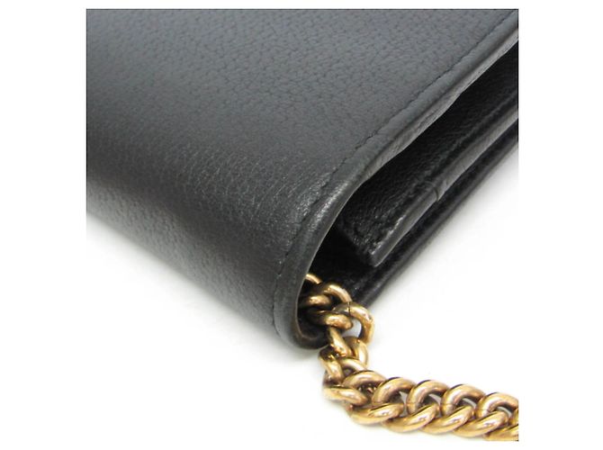 Portafoglio a catena/spalla in pelle Gucci Double G Crystal Bijou Nero - vista 12