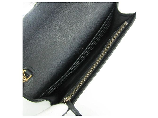 Portafoglio a catena/spalla in pelle Gucci Double G Crystal Bijou Nero - vista 4