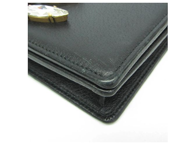 Portafoglio a catena/spalla in pelle Gucci Double G Crystal Bijou Nero - vista 6