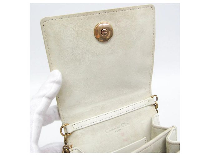 Borsa a tracolla con catena Christian Dior Diorama Studs Bianco - vista 13