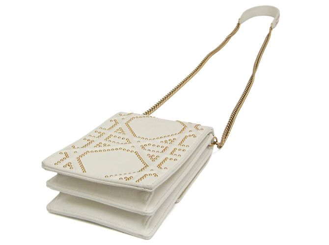 Borsa a tracolla con catena Christian Dior Diorama Studs Bianco - vista 2
