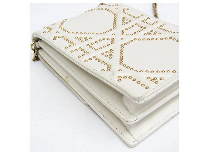 Borsa a tracolla con catena Christian Dior Diorama Studs Bianco - vista 4