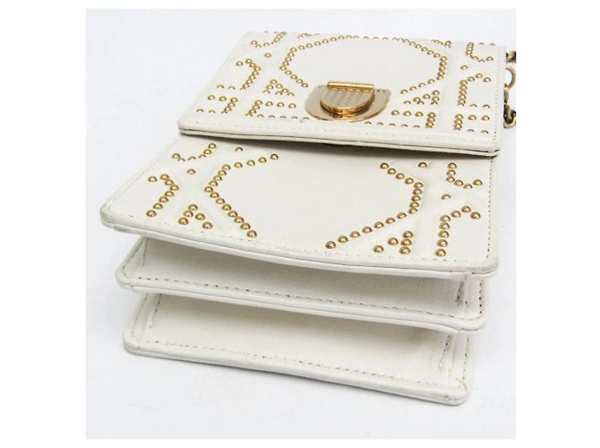 Borsa a tracolla con catena Christian Dior Diorama Studs Bianco - vista 5