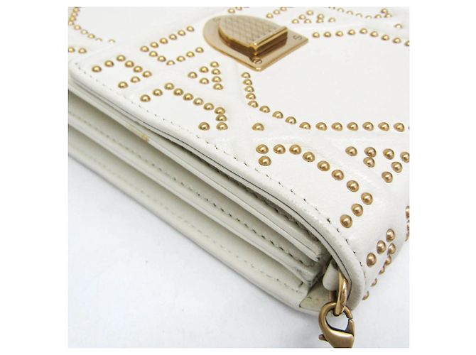 Borsa a tracolla con catena Christian Dior Diorama Studs Bianco - vista 7