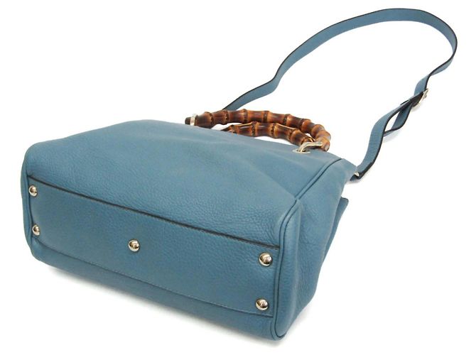Borsa a mano Gucci Bamboo Shopper Small Blu chiaro - vista 2