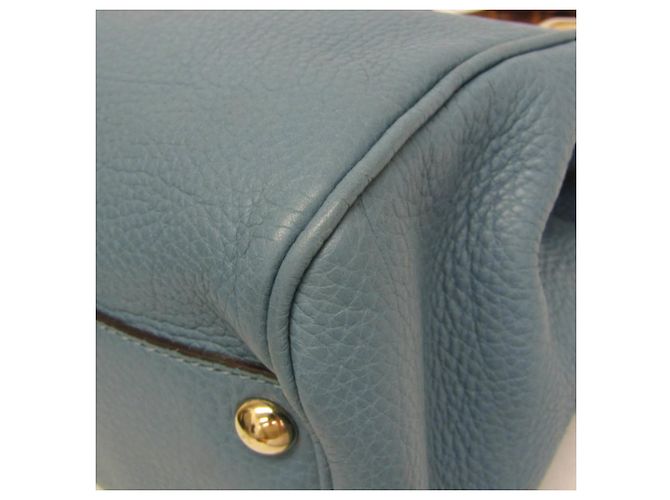 Borsa a mano Gucci Bamboo Shopper Small Blu chiaro - vista 5