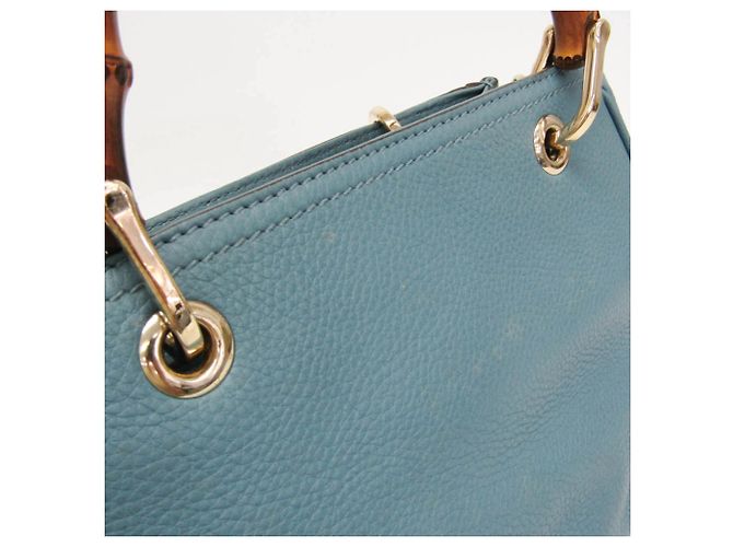 Borsa a mano Gucci Bamboo Shopper Small Blu chiaro - vista 7