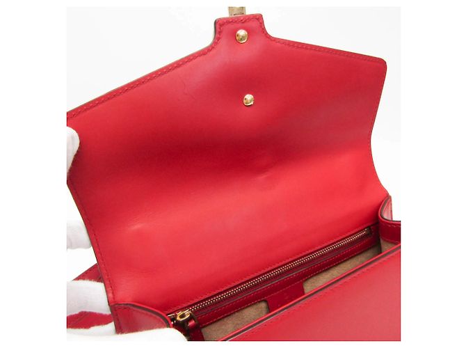 Bolsa de ombro em couro para mulher Gucci Sylvie 421882 Vermelho - vista 13