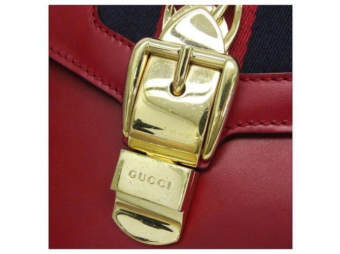Bolsa de ombro em couro para mulher Gucci Sylvie 421882 Vermelho - vista 9