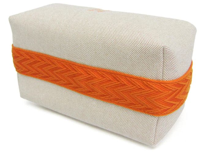 Hermès Hermes Brid A Black PM Borsa a mano/Pouch in cotone Beige Arancione - vista 4