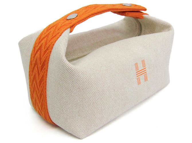 Hermès Hermes Brid A Black PM Borsa a mano/Pouch in cotone Beige Arancione - vista 6