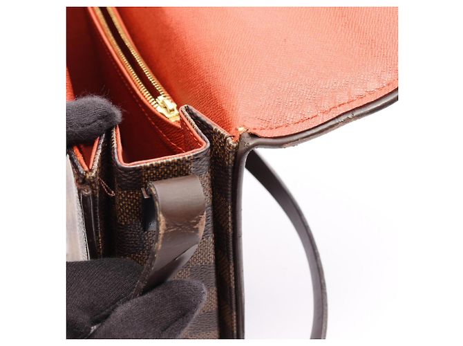Borsa a tracolla Louis Vuitton Tribeca Carre Damier Ebene Marrone - vista 8