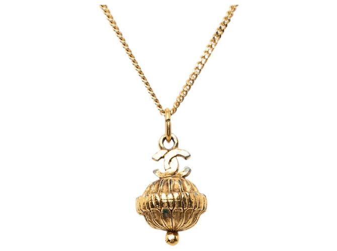Collana con ciondolo a catena vintage Chanel Coco Mark D'oro - vista 2