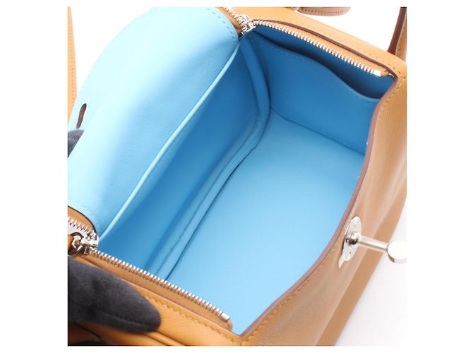 Hermès Hermes Lindy Mini Verso Camel Celeste Schultertasche Braun Kamel - Ansicht 3